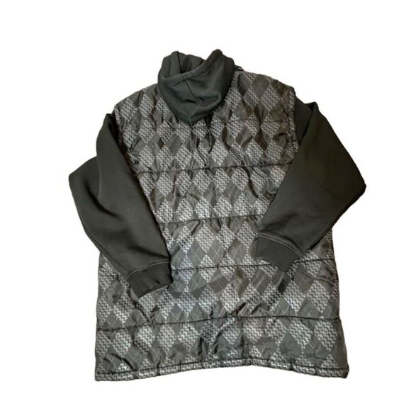 Avirex Men's Puffer Coat- Argyle torso with layered look sleeves/ Hood Black 4XL - Picture 5 of 15